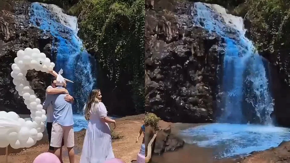 Chá revelação causa dano ambiental em cachoeira. Entenda!
