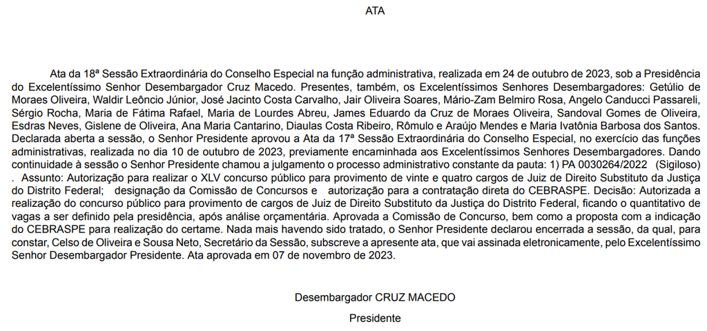 Concurso Magistratura DF autorizado